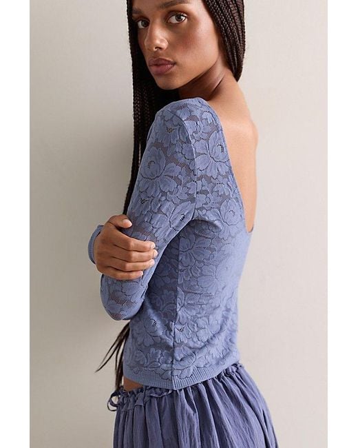 Intimately By Free People Blue Smooth Talking Long Sleeve Top By