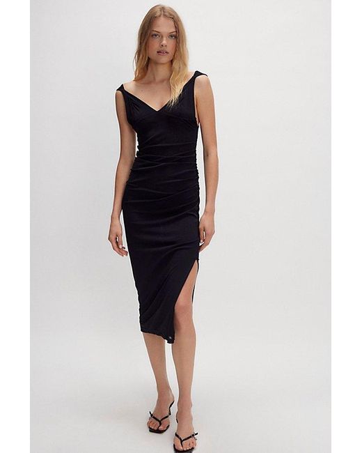 Free People Black Long Live Mesh Midi Slip