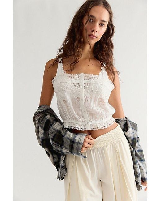 Free People White Rosa Embroidered Cami