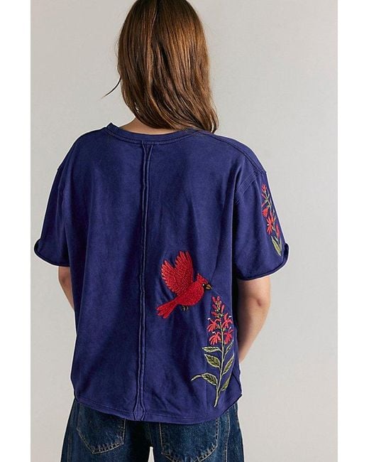 Denim and Bone Blue Hummingbird Tee