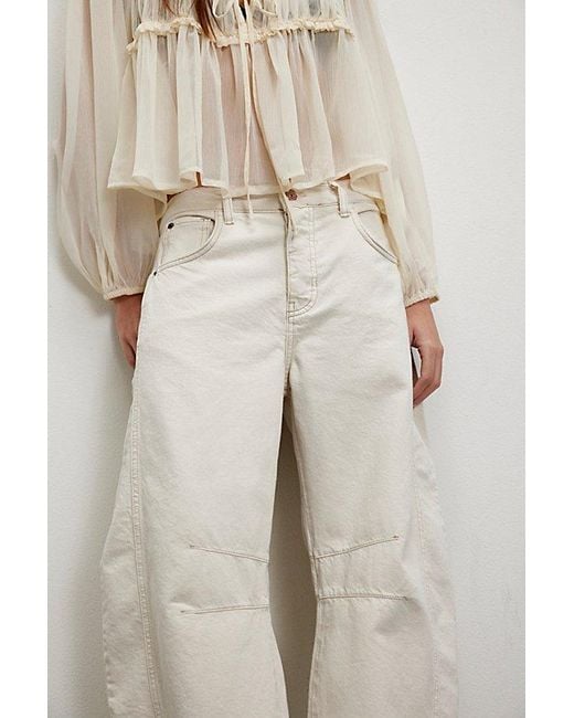 Free People Natural Good Luck Mid-rise Barrel Jeans