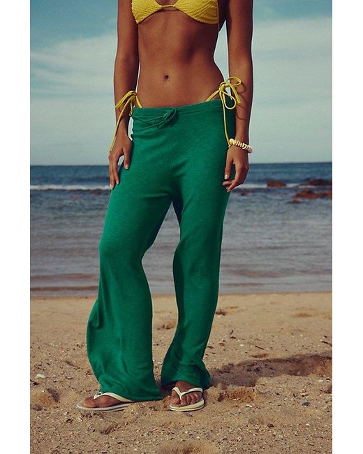 free-est Blue Avalon Cotton-Linen Sweater Pants By