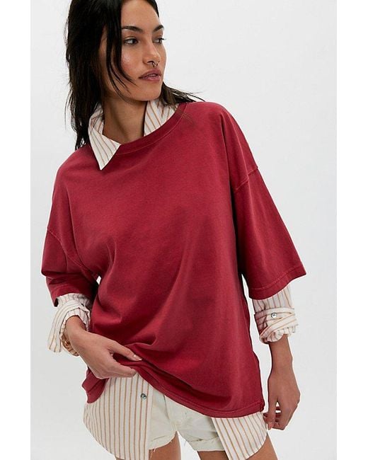 Free People Red Perfect Oversized Tee