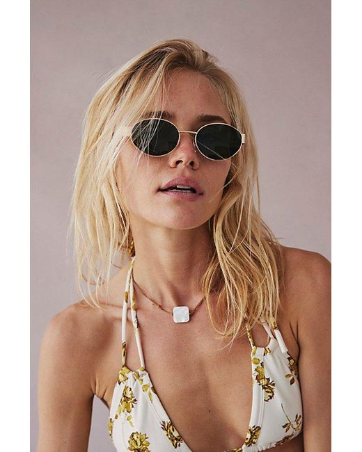Free People Brown Little Secret Round Sunglasses At In Gold