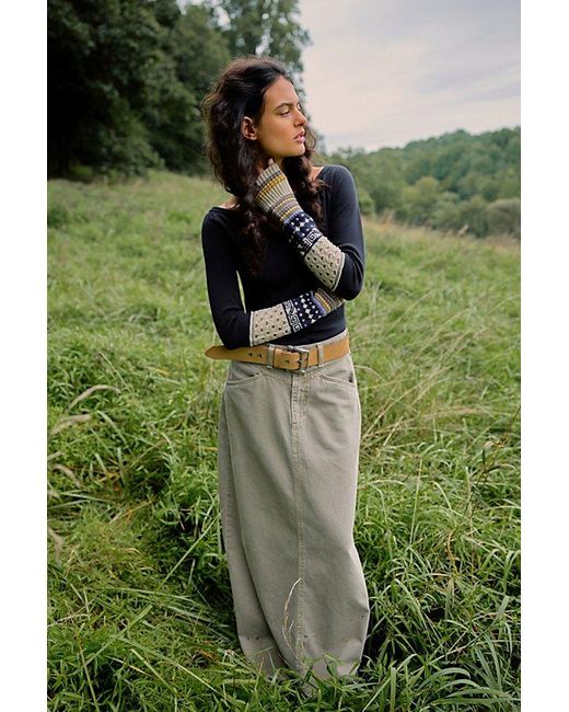 Free People Green We The Free Come As You Are Denim Maxi Skirt