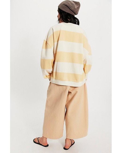 Free People Natural Classic Striped Oversized Crewneck
