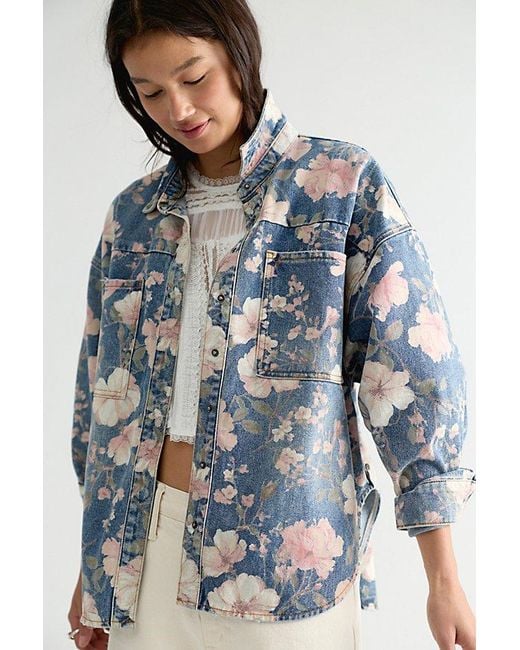 One Teaspoon Blue Lovelorn Bloom Daria Button Down Shirt
