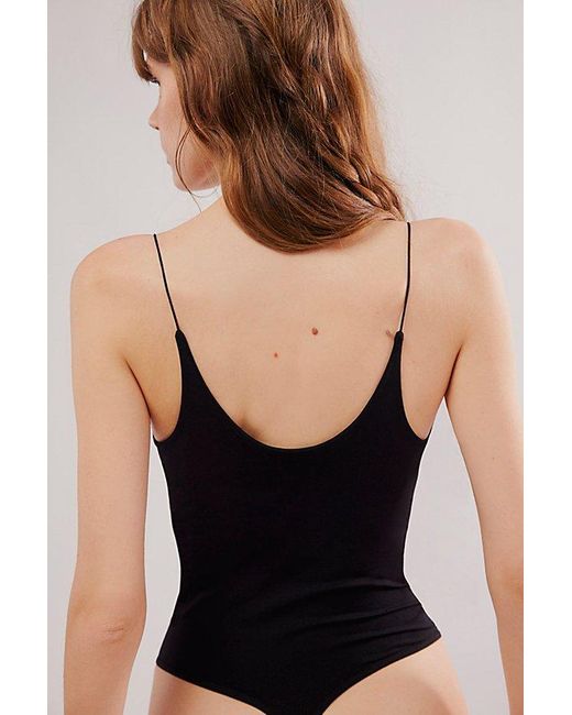 Intimately By Free People Black Clean Lines Plunge Bodysuit