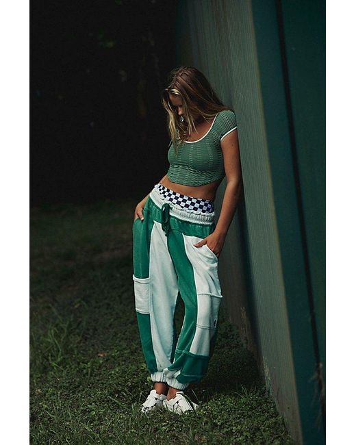 Free People Green This Feeling Colorblock Jogger