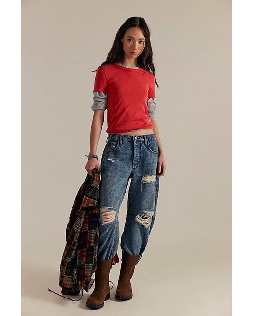 Free People Red Atlas Crew Tee