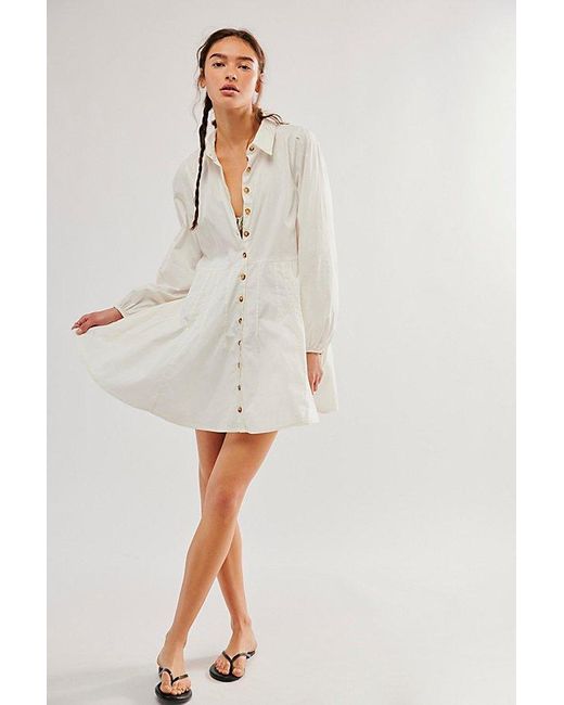 Free People White Marvelous Mia Solid Mini Dress At In Ivory Overdye, Size: Xs