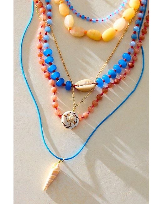Free People Gray Hailee Semiprecious Layered Beaded Necklace
