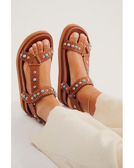 Ash Brown Utopia Studded Sandals