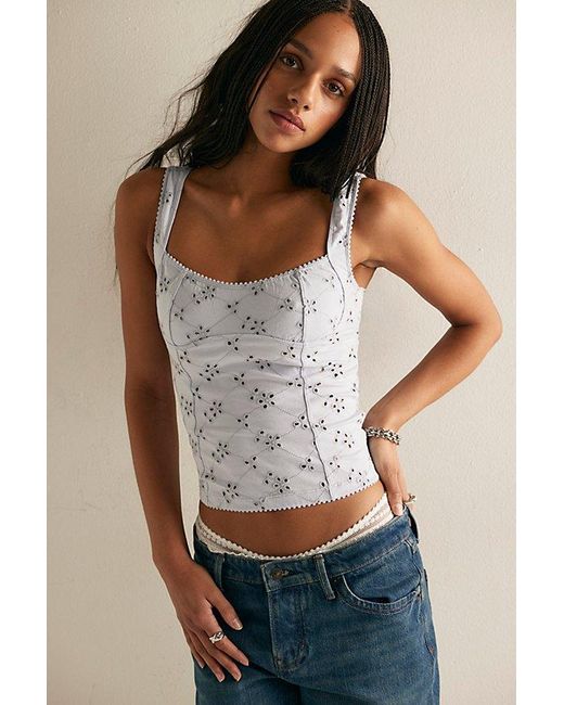 Intimately By Free People Gray Full Bloom Cotton Eyelet Cami By