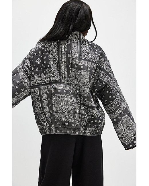 Free People Black Printed Dolman Quilted Knit Jacket