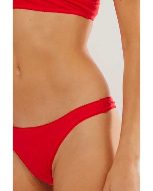 Free People Red Pointelle Thong