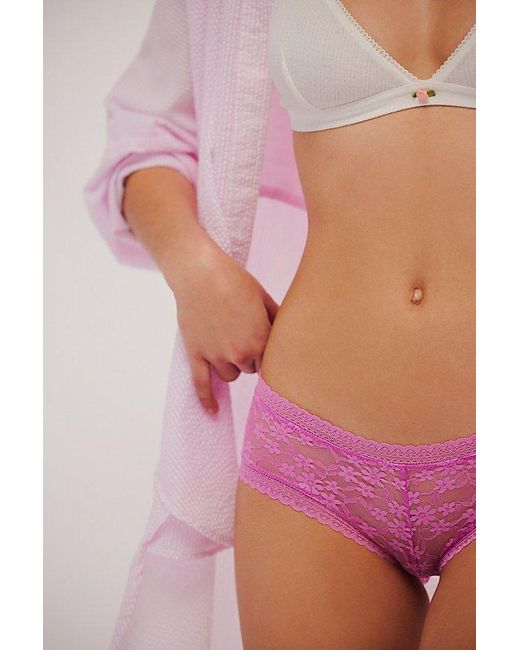Intimately By Free People Pink Low-rise Daisy Lace Boyshort Knickers