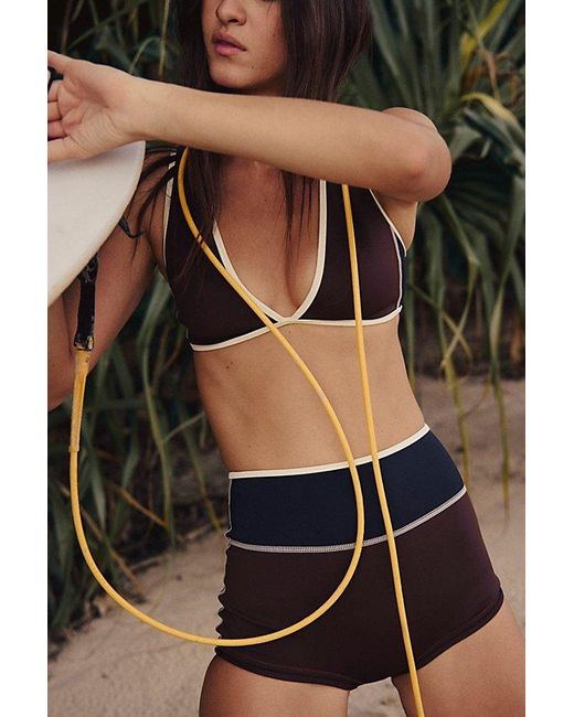 Seea Black Darla High-Waisted Boyshort Surf Bottoms