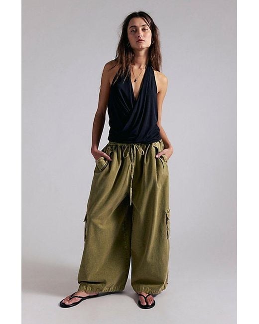Free People Green Bobbi Pull-On Cargo Trousers