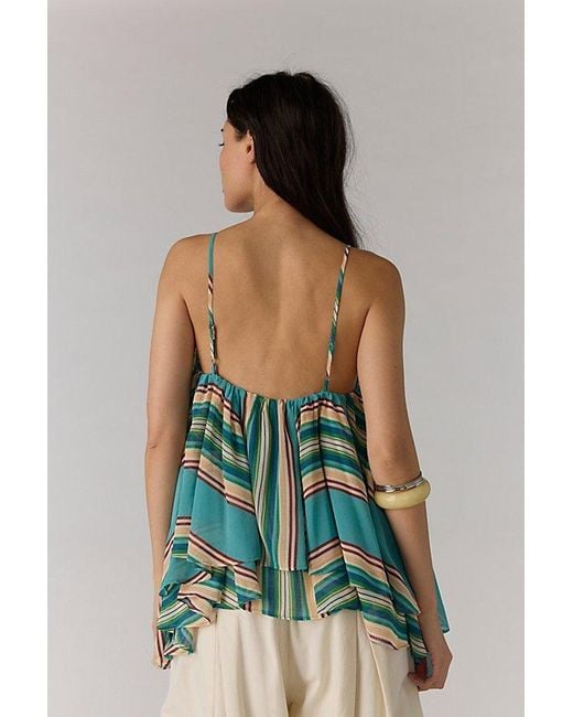 Free People Green Coco Printed Tank Top