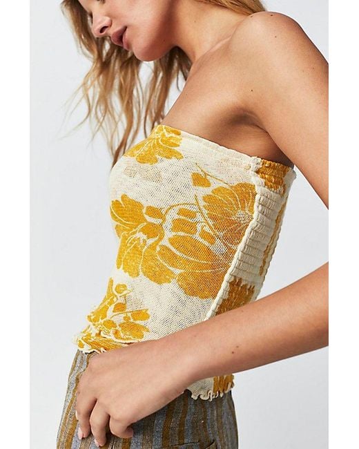 Free People Yellow Poppy Tube Top At In Sunny Combo, Size: Small