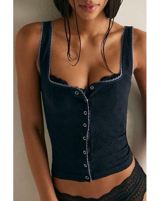 Intimately By Free People Blue Sweet Point Seamless Cardi Tank Top By
