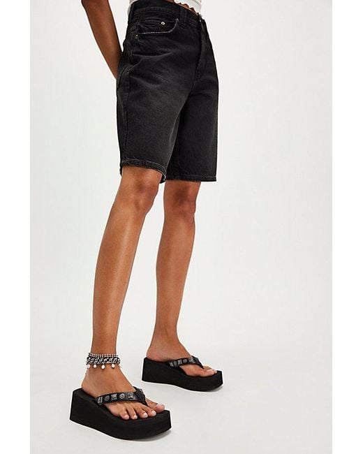 Seychelles Black Skyscraper Studded Platform Flip Flops By