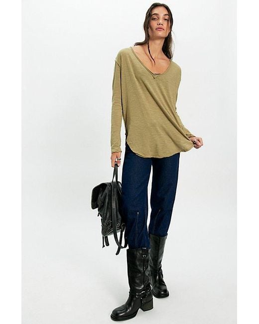 Free People Blue Real One Long Sleeve Top
