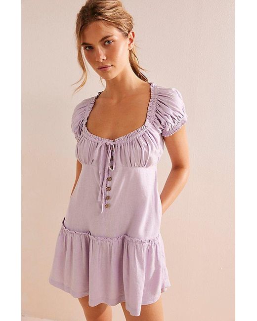 free-est Pink Perri Linen Drop-waist Mini
