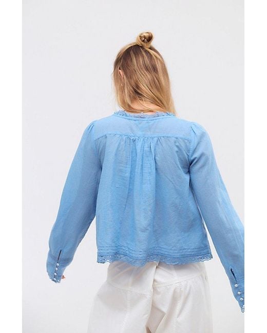 Free People Blue Forevermore Long-Sleeve Top