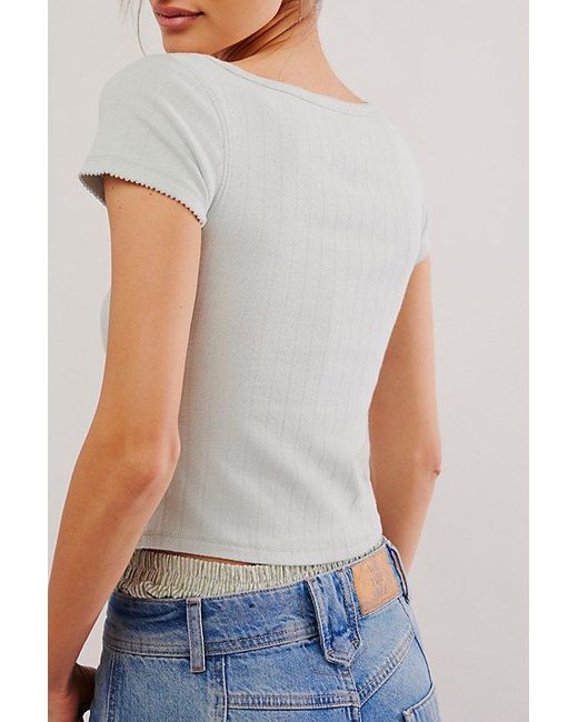 Free People Gray End Game Pointelle Baby Tee