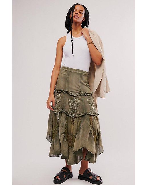 Free People Black Ophelia Embroidered Maxi Skirt
