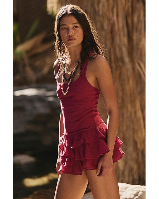 free-est Red Beach Babe Romper By