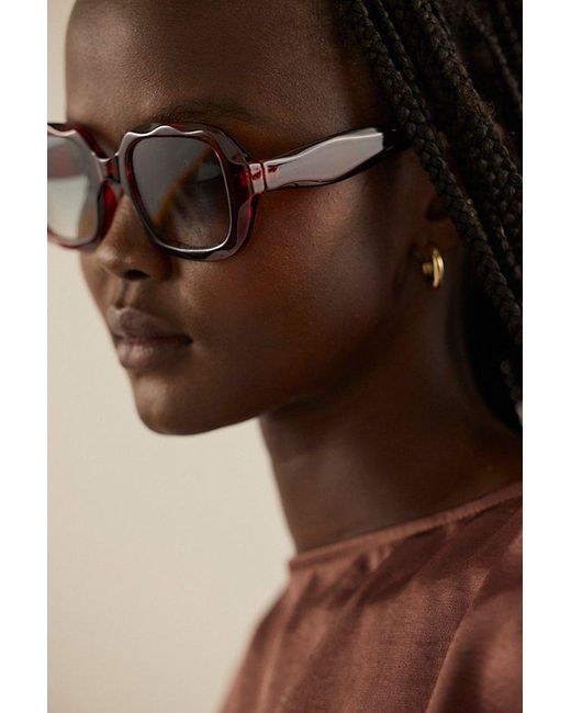 Free People Red Alta Square Sunglasses
