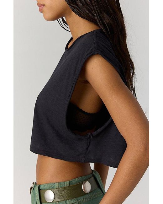 Free People Black Dallas Cropped Tank Top
