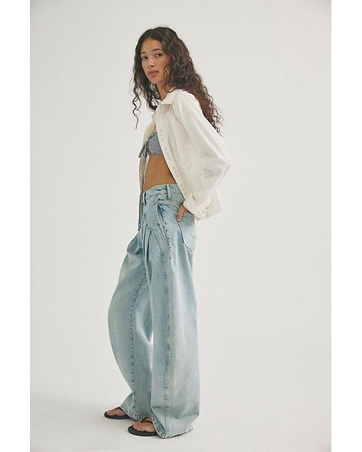 Free People Blue Golden Hour Trouser Jeans