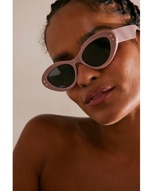Free People Brown Star Studded Cat Eye Sunglasses