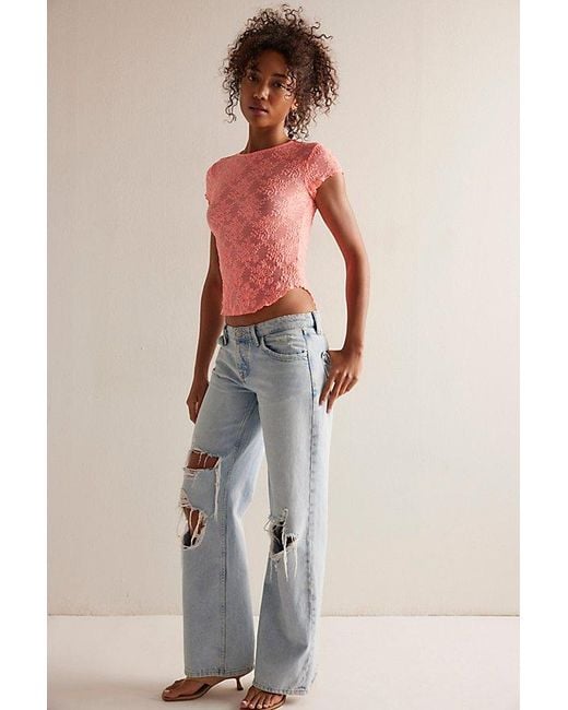 Intimately By Free People Red Loved You First Lace Tee By