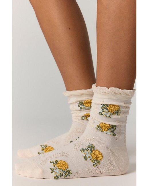 Free People White Wildflower Trouser Socks