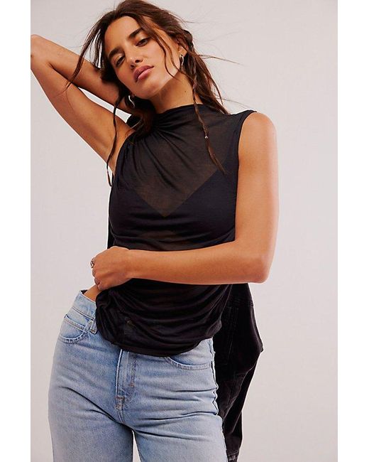 Intimately By Free People Black Don't Wait Up Muscle Tank Top