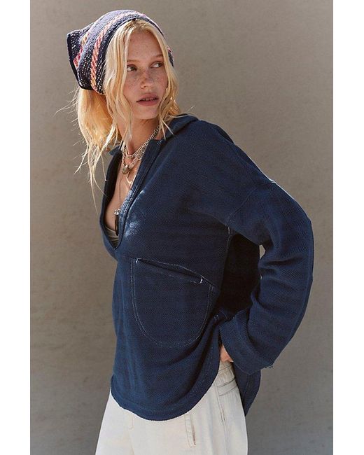 Free People Blue Brody Third Piece Pullover
