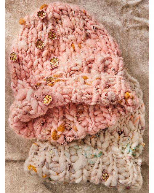 Free People Natural Dreamy Hand Knit Beanie