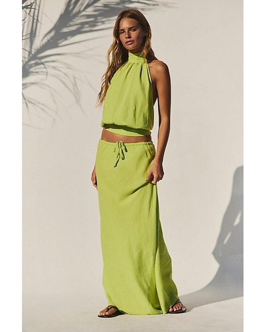 free-est Yellow Sandshell Linen Rosie Top By