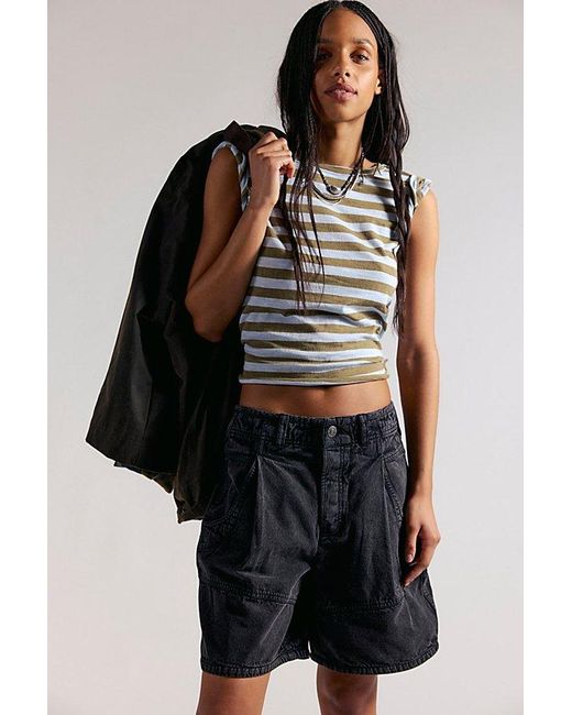 Free People Black Wild Rebel Barrel Shorts