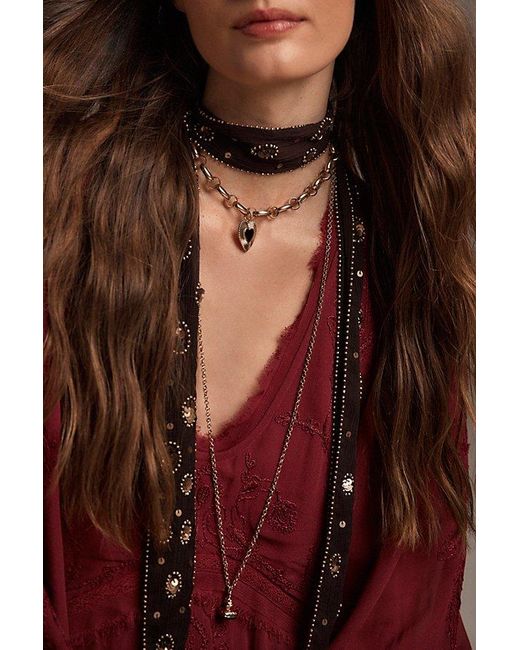 Free People Blue Tilly Skinny Embellished Scarf