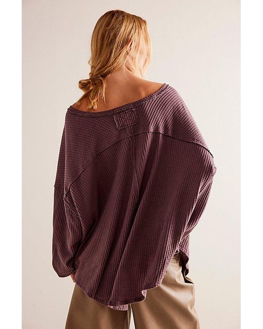 Free People Purple Coraline Thermal At Free People In Brown, Size: Xs