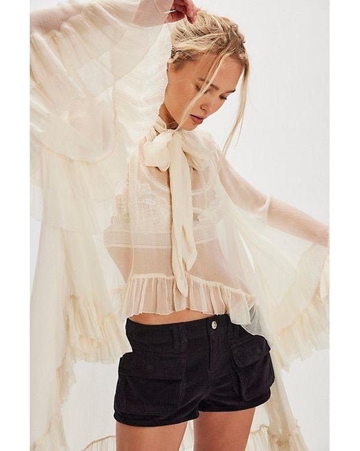 Free People Women's Natural Knock Out Low-Rise Corduroy Micro Shorts