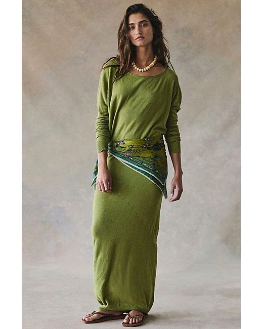 free-est Green Hollis Sweater Midi Dress By