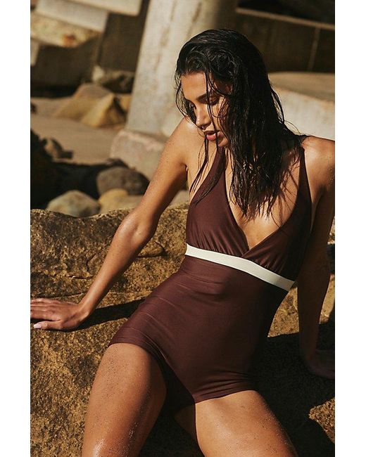 Seea Brown Sano One-piece Surf Suit At Free People In Cappuccino, Size: Medium