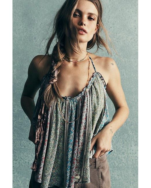 Free People Green Costa Printed Tank Top